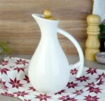 Paçi Fiona 700 ml Bambu Kapaklı Beyaz Porselen Yağlık