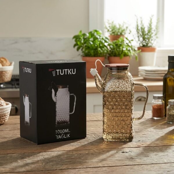 Tutku KT.079 Cam Yağlık Plastik Kapaklı 1000 ml