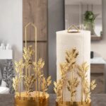 Leila Zeytin Dallı Altın Metal Kağıt Havluluk Peçetelik 29x13x12 cm
