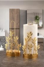 Leila Zeytin Dallı Altın Metal Kağıt Havluluk Peçetelik 29x13x12 cm