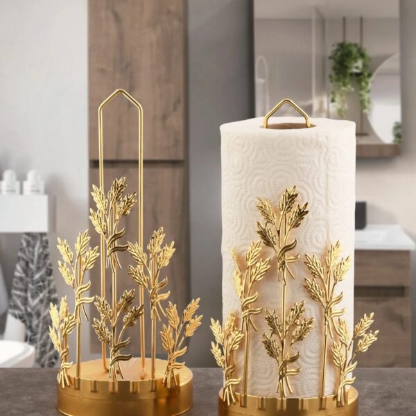 Leila Zeytin Dallı Altın Metal Kağıt Havluluk Peçetelik 29x13x12 cm