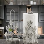 Leila Zeytin Dallı Gümüş Metal Kağıt Havluluk ve Peçetelik Seti 29x13x12 cm