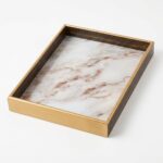 Perotti 17466 Turin White Marble Mermer Desenli Sunum Tepsisi 33x45 cm