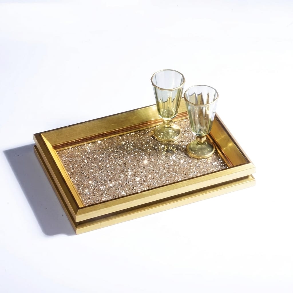 image1-2116 Kosova Gold Simli Sunum Tepsisi 20x28 cm - Görsel 1