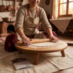Wood 3774 Ufuk 2948 Pratik Ahşap Hamur Açma Sofrası ve Oklava Seti 42 cm