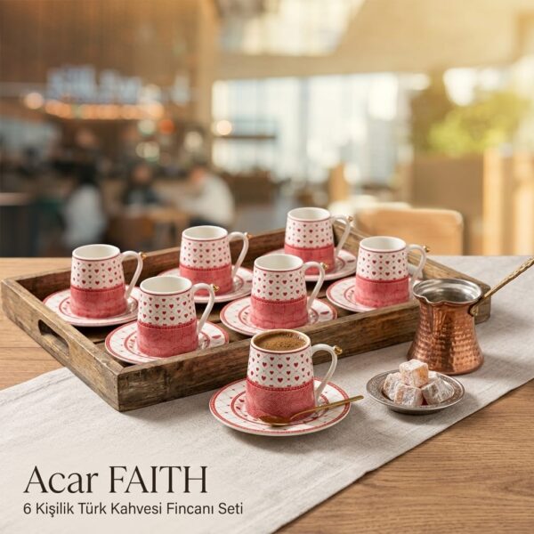 Acar Faith 6 Kişilik Türk Kahvesi Fincan Takımı