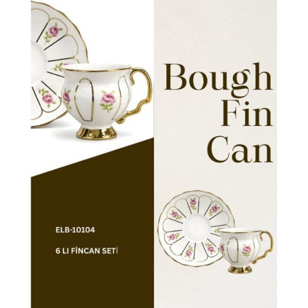 MİEN Bough 6 Kişilik Porselen Türk Kahvesi Fincan Takımı 90 ML