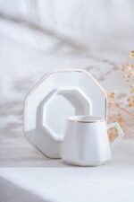 ACAR Elara Gold 6 Kişilik Porselen Kahve Fincan Takımı 90 ml - Görsel 2