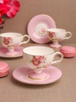 Royal Charme Veronica 6'lı Porselen Kahve Fincanı Takımı, Çiçek Desenli - Görsel 2