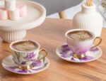 Paçi Orchid Çiçekli Yaldızlı 6'lı Porselen Kahve Fincan Takımı - Görsel 2