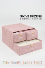 Alas 2 Katlı 3 Bölmeli Bebek Odası Çekmeceli Düzenleyici Pembe - Görsel 2