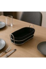 Ece Metal Kumaşlı Ekmek Sepeti Siyah - Görsel 2