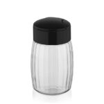 Drop Çizgili Cam Tuzluk 100 ml - Siyah Kapak - Görsel 2