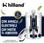 Hilland 80+80 Bardak Profesyonel Elektrikli Çay Makinesi 304 Kalite - Görsel 2