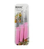 Rooc Harvest 3'lü Lazer Kesim Meyve Sebze Bıçağı Seti - Pembe - Görsel 2