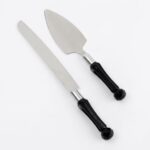 Rooc Kristal Saplı Pasta Spatula ve Bıçak Servis Seti Siyah - Görsel 2