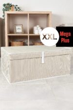 ALAS HOME Mega Plus Kapaklı Hurç 70x40x30 cm Saklama Kutusu - Çizgili - Görsel 2