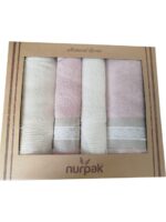 Nurpak Tuana 4'lü Keten Gipürlü Banyo Havlusu Seti (2 Adet 90x150 cm, 2 Adet 50x90 cm) - Görsel 2
