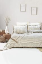 Şaheser Home Collection Lia Jakarlı Müslin Yatak Örtüsü Seti Bej 240x260 cm - Görsel 2