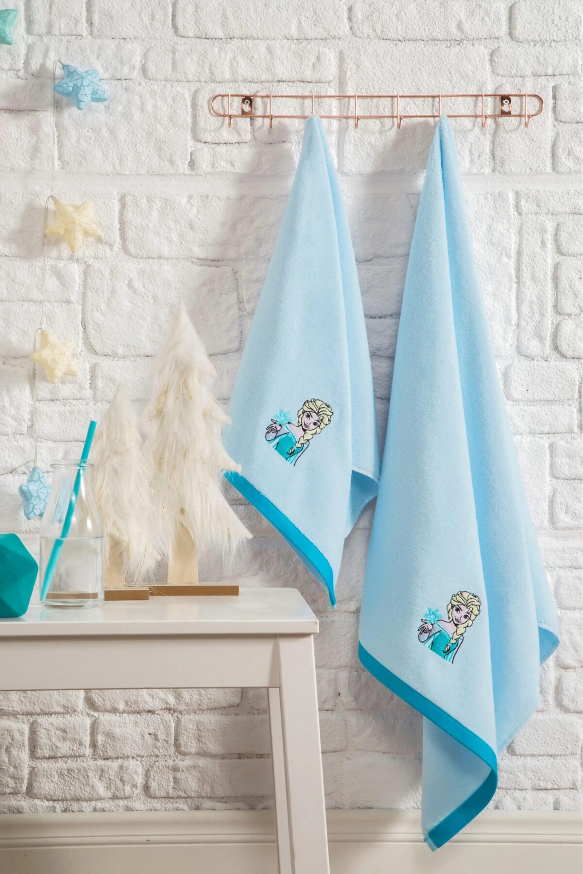 Özdilek Disney Frozen Snowflake Mavi 2'li Banyo Havlu Seti - Görsel 2