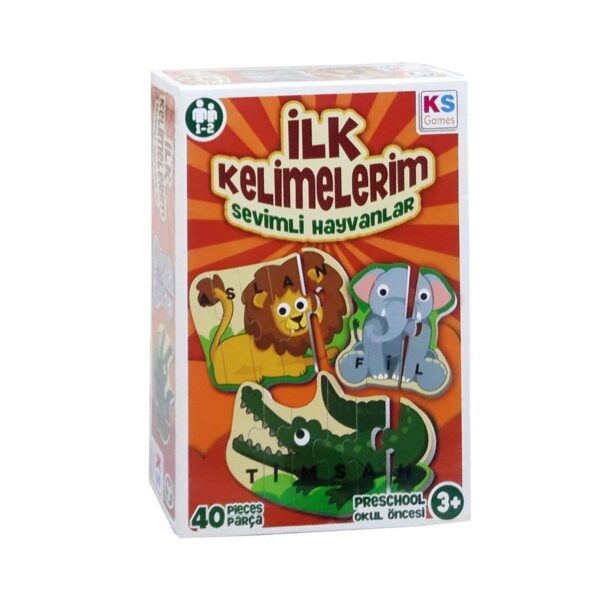KS Games İlk Kelimelerim Sevimli Hayvanlar Puzzle 40 Parça 3 Yaş