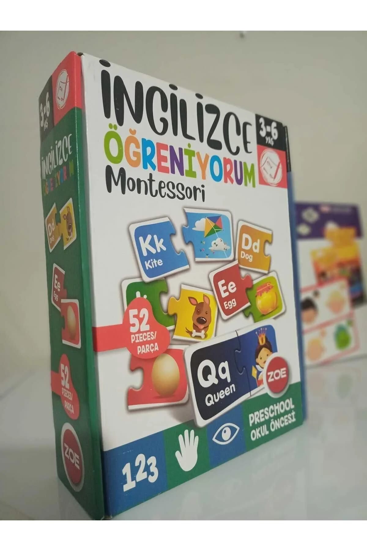 image1-2815 Zoe 52 Parça İngilizce Öğreniyorum Montessori Puzzle Seti (3-6 Yaş) - Görsel 1