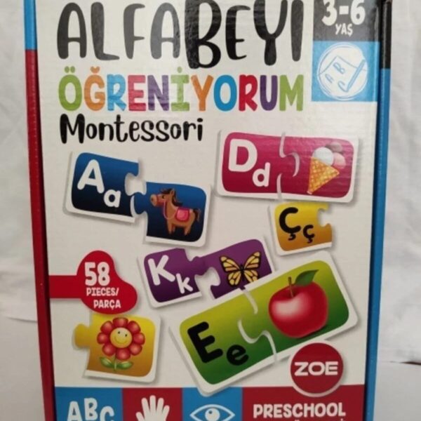 Onur Puzzle Zoe Alfabeyi Öğreniyorum 58 Parça Montessori Eğitim Seti