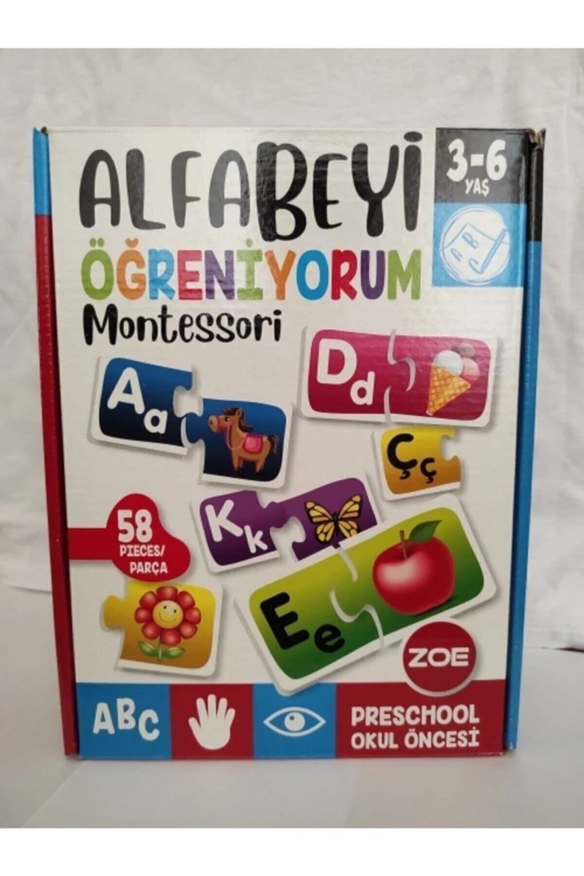 image1-2816 Onur Puzzle Zoe Alfabeyi Öğreniyorum 58 Parça Montessori Eğitim Seti - Görsel 1