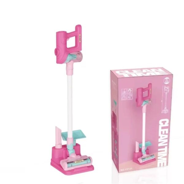 Clean Time Pilli Pembe Oyuncak Süpürge Temizlik Seti