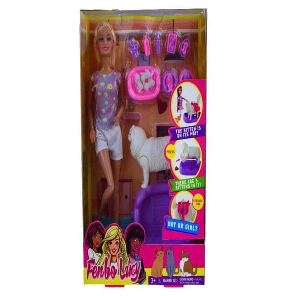 Fenbo Lucy Kedili Manken Oyuncak Bebek ve Kedi Bakım Seti
