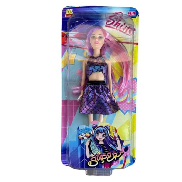 Kawaii Ekstra Tasarım Bebek - Mor Pullu Elbiseli - 3+ Yaş