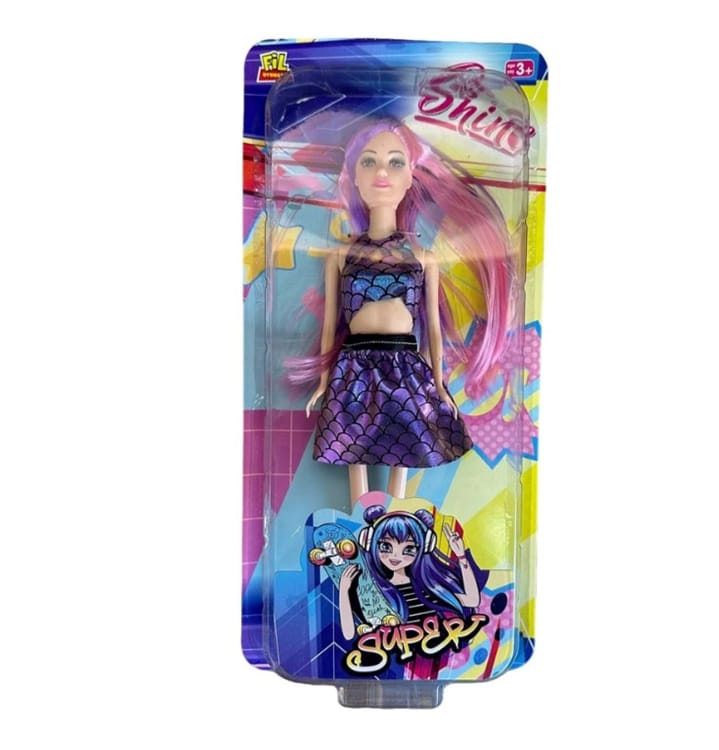 image1-2889 Kawaii Ekstra Tasarım Bebek - Mor Pullu Elbiseli - 3+ Yaş - Görsel 1