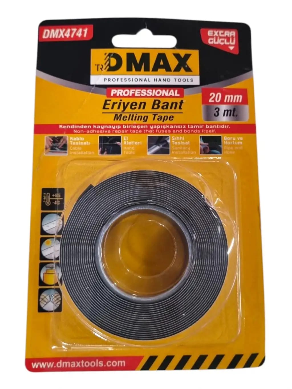 image1-3087 Dmax Dmx-4741 Profesyonel Kendinden Yapışan Eriyen Bant 20 mm x 3 m - Görsel 1