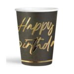 Luxury Happy Birthday Kağıt Bardak Siyah Gold 8'li Paket - Görsel 2