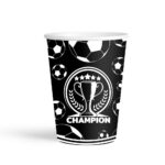 Champion Temalı Siyah Beyaz Futbol Desenli Karton Bardak 8'li - Görsel 2