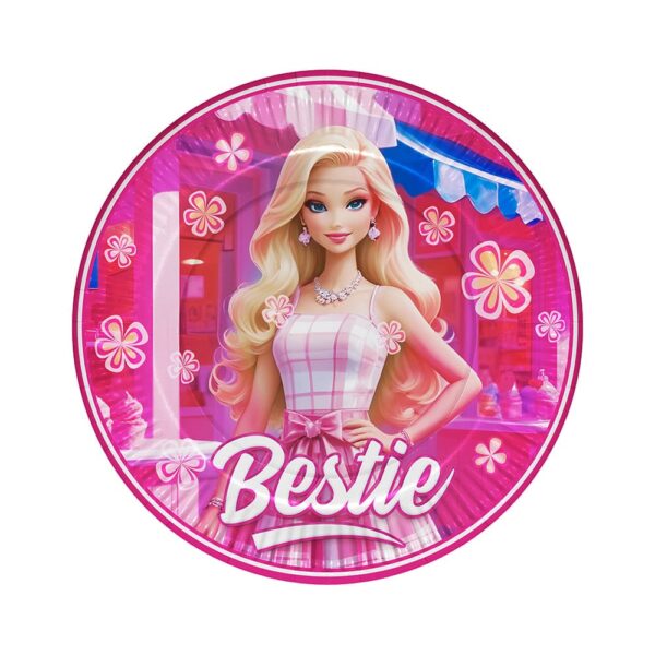 Barbie Bestie Temalı 23 cm Karton Tabak 8'li Paket