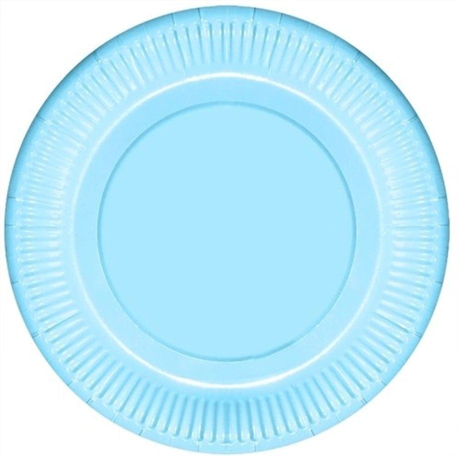 image1-3353 Makaron Mavi Kağıt Tabak 8'li Paket - Görsel 1