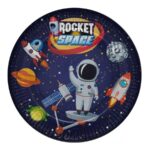 Rocket Space Temalı 8'li Karton Tabak - Görsel 2