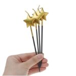 4'lü Set Yıldız ve Kalp Şekilli Pasta Mumu 15 cm - Görsel 2