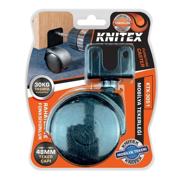 Knitex 3051 48mm U Tablalı Plastik Mobilya Tekeri 30kg