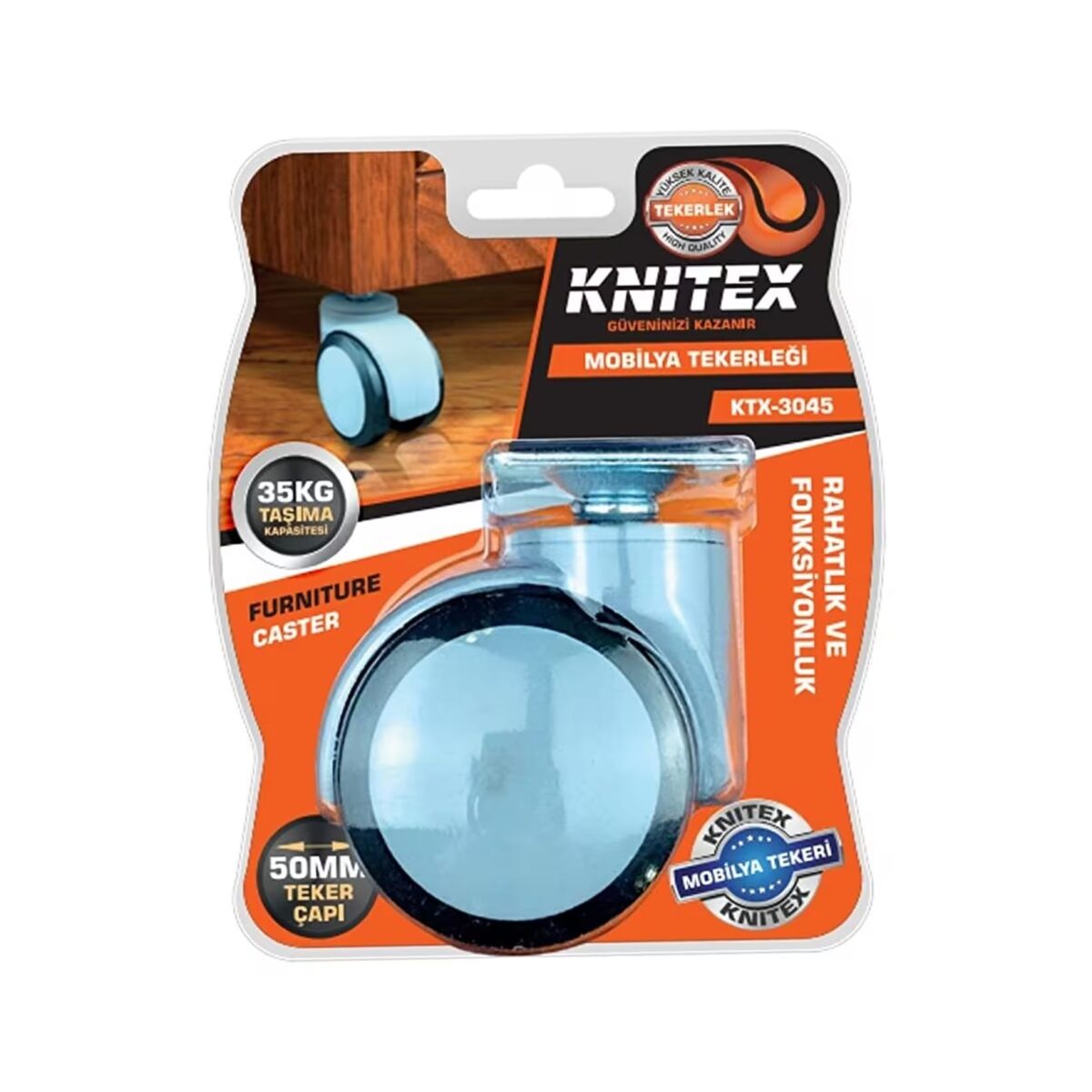 Knitex KTX-3045 Tablalı Mobilya Tekeri 50 mm - Görsel 2