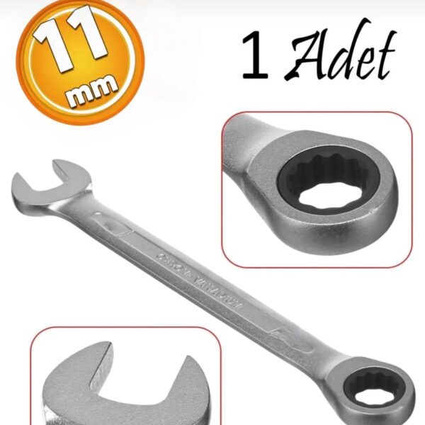 Hastec 11 mm Cırcırlı ve Açık Ağızlı Kombine Anahtar