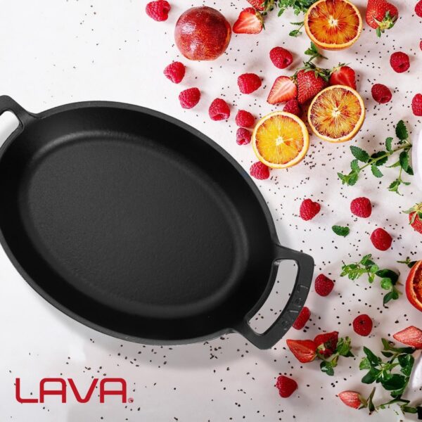 Lava Döküm Oval Sahan Döküm Demir Yekpare Çift Kulplu Ölçü 23x17cm