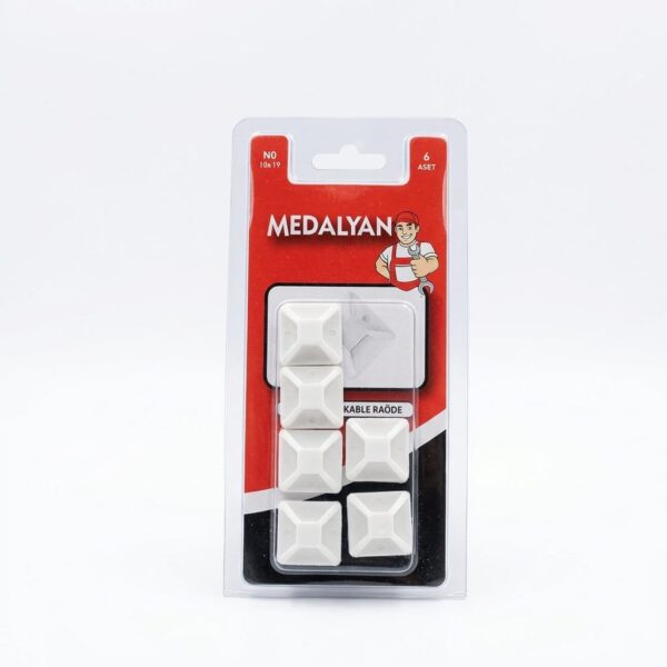 Medalyan DL-59 19x19 mm Yapışkanlı Kablo Kroşesi 5'li Paket