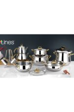 Lines ZEYCAN KÜRE ÇELİK ÇEYİZ SETİ ALTIN KULP 18 PARÇA