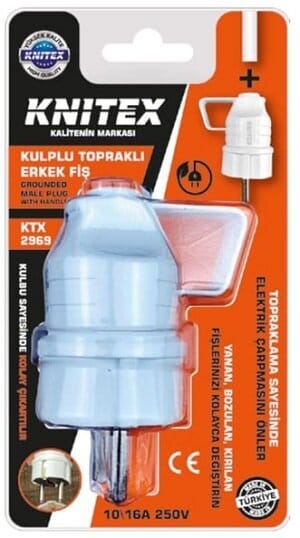 Knıtex KTX-2969 Kulplu Topraklı Erkek Fiş