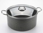 Mehtap Derin Dolma Tencere 38 cm Gri Granit Cam Kapaklı