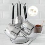Nehir Modern 4 Parça Standlı Paslanmaz Çelik Cezve Seti
