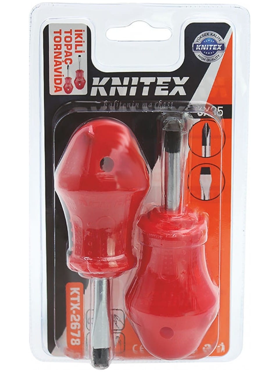 image1-4221 Knitex KTX-2678 Topaç 2'li Tornavida Seti - Kırmızı - Görsel 1