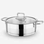 Lines Silver 22 cm Cam Kapaklı Çelik Basık Tencere